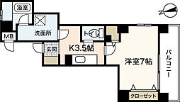 グランドルチェ国泰寺 1Kの間取図画像