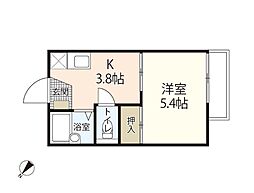 セフィラ陽光 1Kの間取図画像