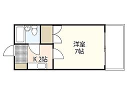 エステート山根 1Kの間取図画像