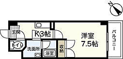 ブライトン弐番館 1Kの間取図画像