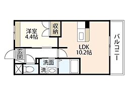 レジデンスK・H 1LDKの間取図画像