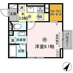 アップスD-IV 1Kの間取図画像