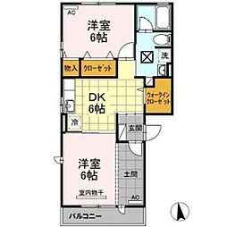 アスカD 2DKの間取図画像