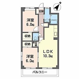 ウエルスA 2LDKの間取図画像