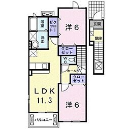 アプリコットE 2LDKの間取図画像