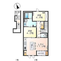 広島市佐伯区利松1丁目アパート 2LDKの間取図画像