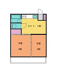 石橋ビル 2DKの間取図画像