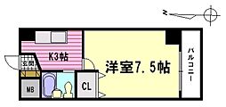 ワッソンビル比治山 1Kの間取図画像