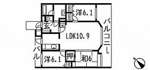 広島県広島市安佐南区緑井6丁目(賃貸マンション3LDK・12階・72.98㎡)の写真 その2