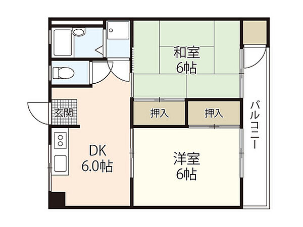 隅田ビル ｜広島県広島市西区己斐西町(賃貸マンション2DK・1階・40.30㎡)の写真 その2