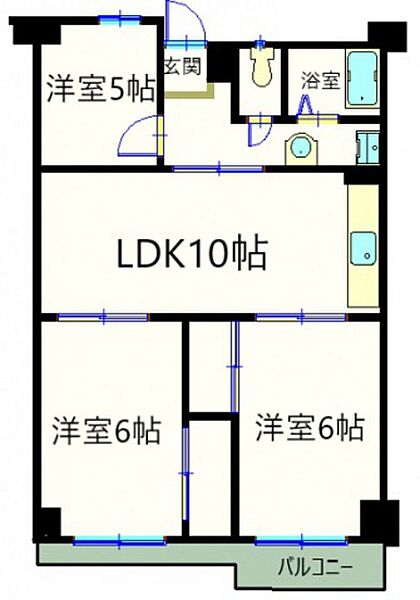 ふたばハイツ ｜広島県広島市東区光町2丁目(賃貸マンション3LDK・4階・64.50㎡)の写真 その2