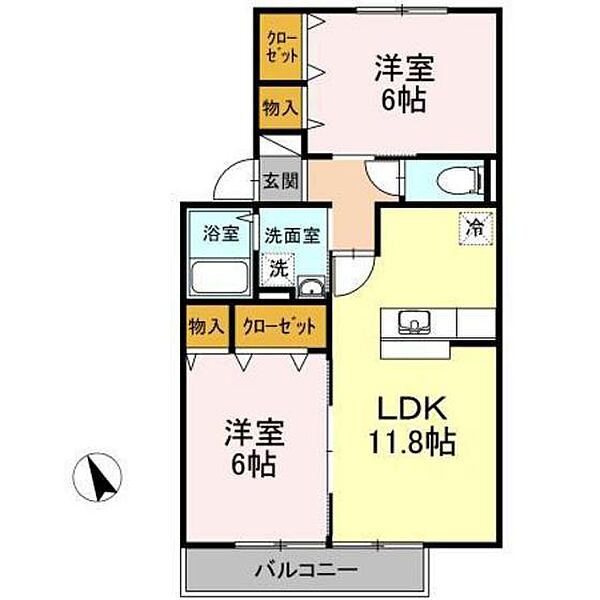 広島県広島市安佐南区川内4丁目(賃貸アパート2LDK・2階・54.97㎡)の写真 その2