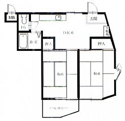 ハニーヴィラ3 2DKの間取図画像
