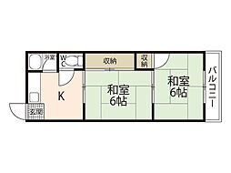 第二泊野ビル 2DKの間取図画像
