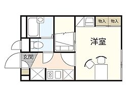 レオパレスEspoir　Asahi 2階1Kの間取り