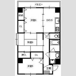 ノーブル601 2階3DKの間取り