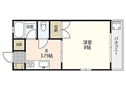 OYビル 3階1Kの間取り