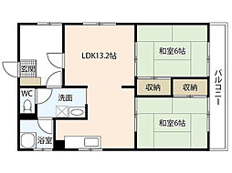 大松己斐ビル 5階2LDKの間取り