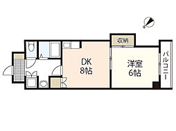 メゾンド佐伯 3階1DKの間取り