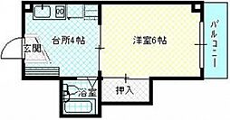 ミドリビル 3階1Kの間取り