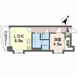 Ｇｏｌｄ　Ｃｏｕｒｔ　宝町 10階1LDKの間取り