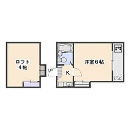 カンターレ坪井 2階1Kの間取り