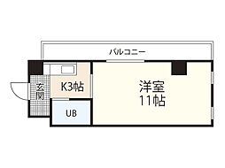パレ・ドゥ・グレース 2階1Kの間取り