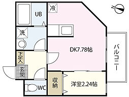 MOVE庚午北壱番館 1DKの間取図画像