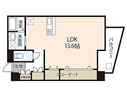 ルミエール幟 8階ワンルームの間取り