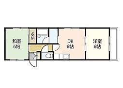 ロイヤルハウス西霞 2DKの間取図画像