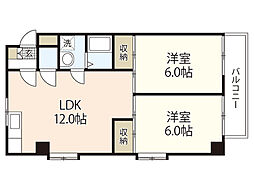 伊藤マンション 5階2LDKの間取り