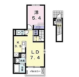 アゴラ　カザ 2階1LDKの間取り