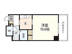 ディアメゾン十日市 9階1Kの間取り