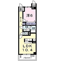 ラフィーネ東野 1階1LDKの間取り