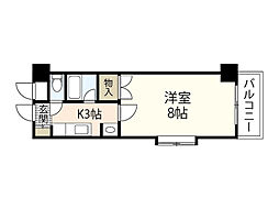 エスポアコーポIII 2階1Kの間取り