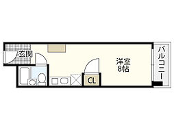 サンライズ広島（旭） 2階ワンルームの間取り
