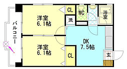 第2柴田ビル 2階2DKの間取り