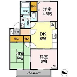 シャルム徳村 2階3DKの間取り