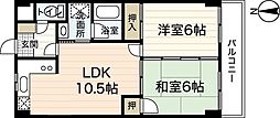 ライブ・コーポ辰広 1階2LDKの間取り