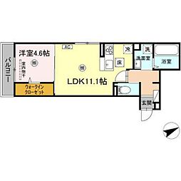 Premier矢賀 1階1LDKの間取り