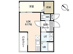 トラスティレジデンス地御前　東館 1階1LDKの間取り