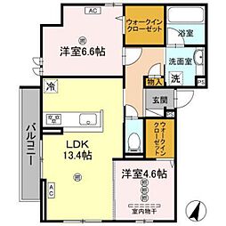 OLIVE GARDEN 府中 3階2LDKの間取り