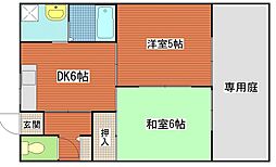 ブランミュール 1階2LDKの間取り