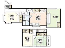 瀬戸ハイム貸家 1階3LDKの間取り