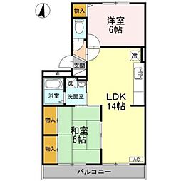 ハイカムール玉木 2LDKの間取図画像