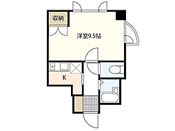 鷹野橋プリンスマンション 4階1Kの間取り