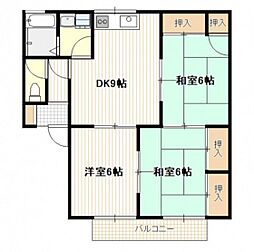グランデージKM　B棟 1階3LDKの間取り