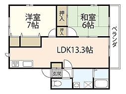 フィールド・ハイム 2階2LDKの間取り