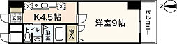 シャトー広島 8階1Kの間取り