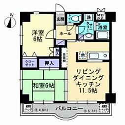 仁保新町コーポ福島 7階2LDKの間取り